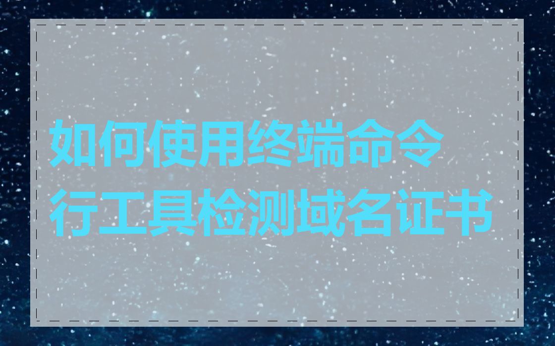 如何使用终端命令行工具检测域名证书