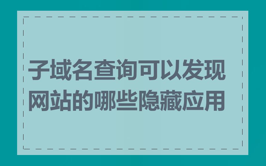 子域名查询可以发现网站的哪些隐藏应用