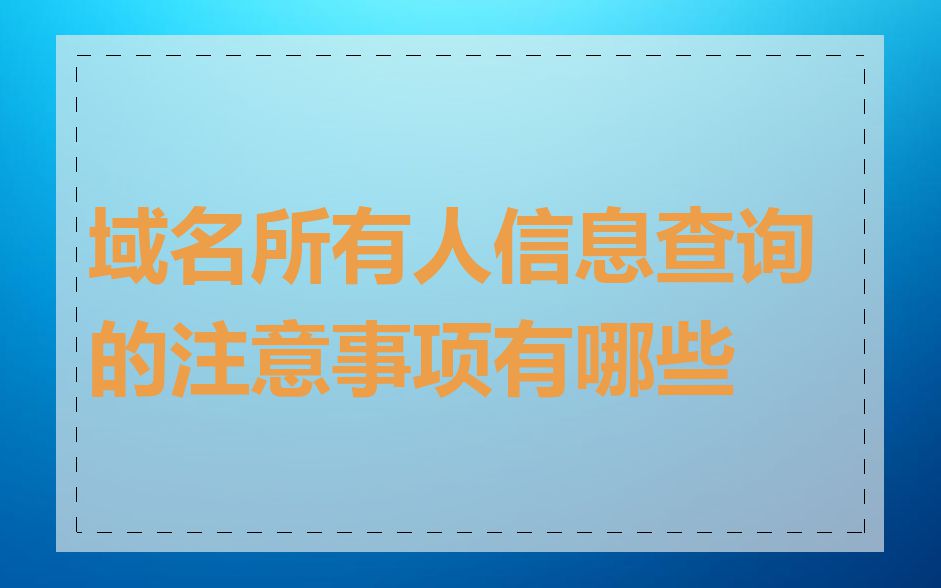 域名所有人信息查询的注意事项有哪些