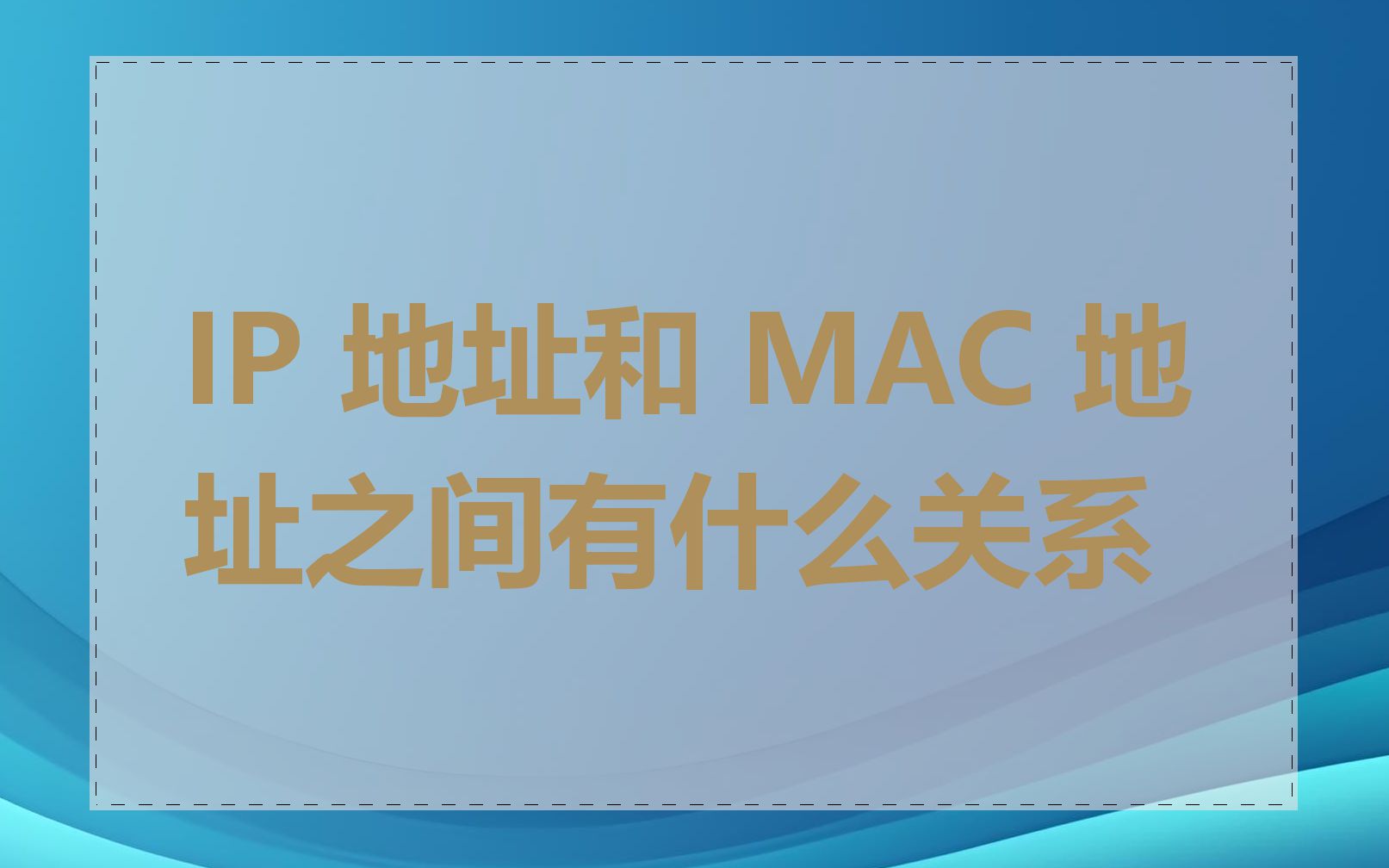 IP 地址和 MAC 地址之间有什么关系