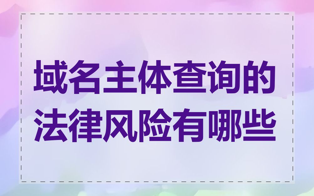 域名主体查询的法律风险有哪些