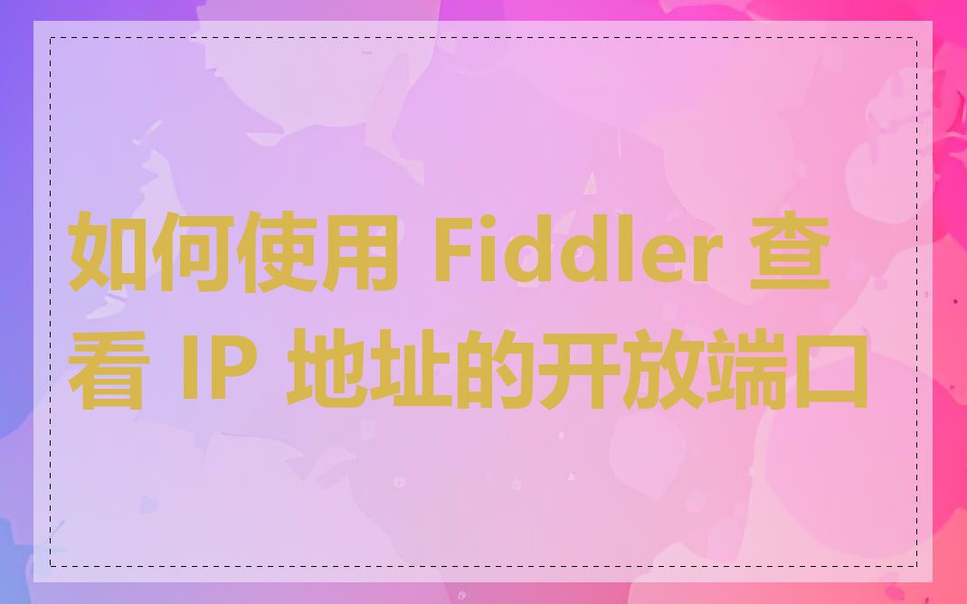 如何使用 Fiddler 查看 IP 地址的开放端口