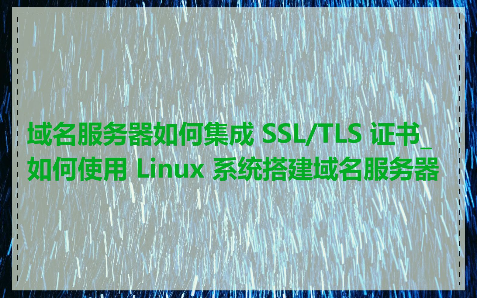 域名服务器如何集成 SSL/TLS 证书_如何使用 Linux 系统搭建域名服务器