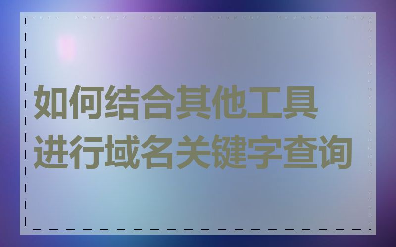 如何结合其他工具进行域名关键字查询