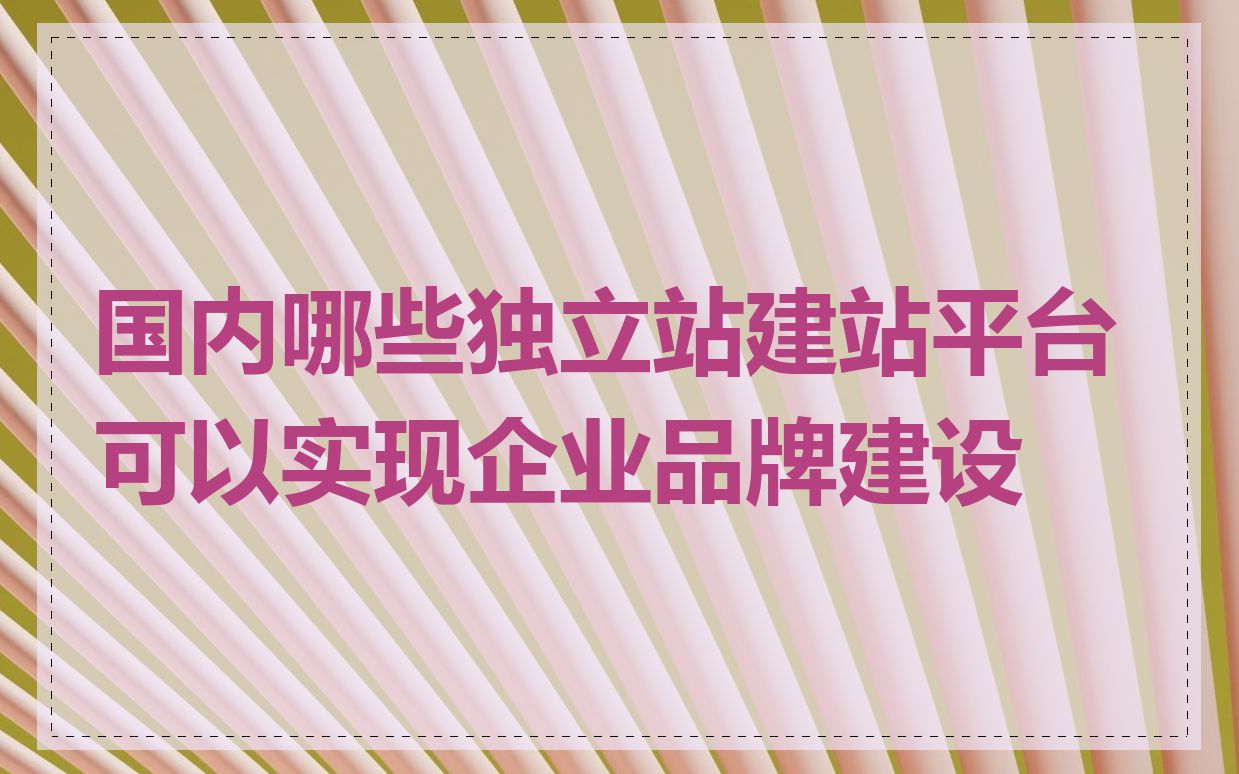 国内哪些独立站建站平台可以实现企业品牌建设