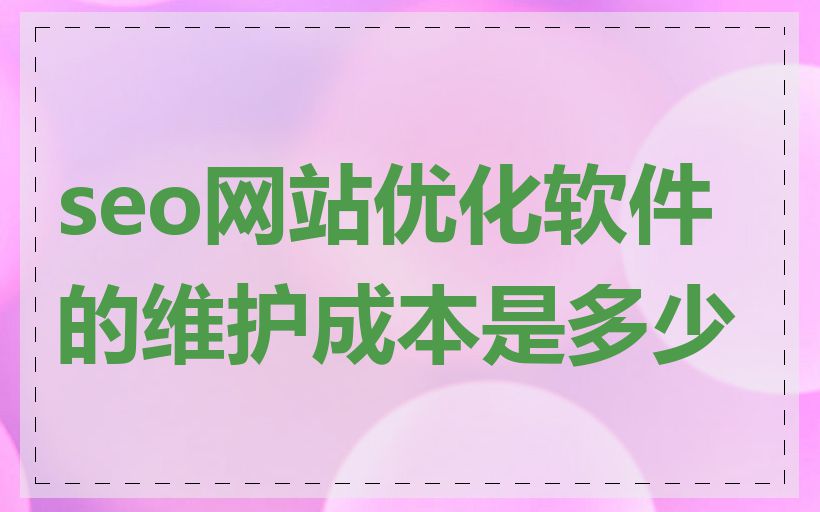 seo网站优化软件的维护成本是多少