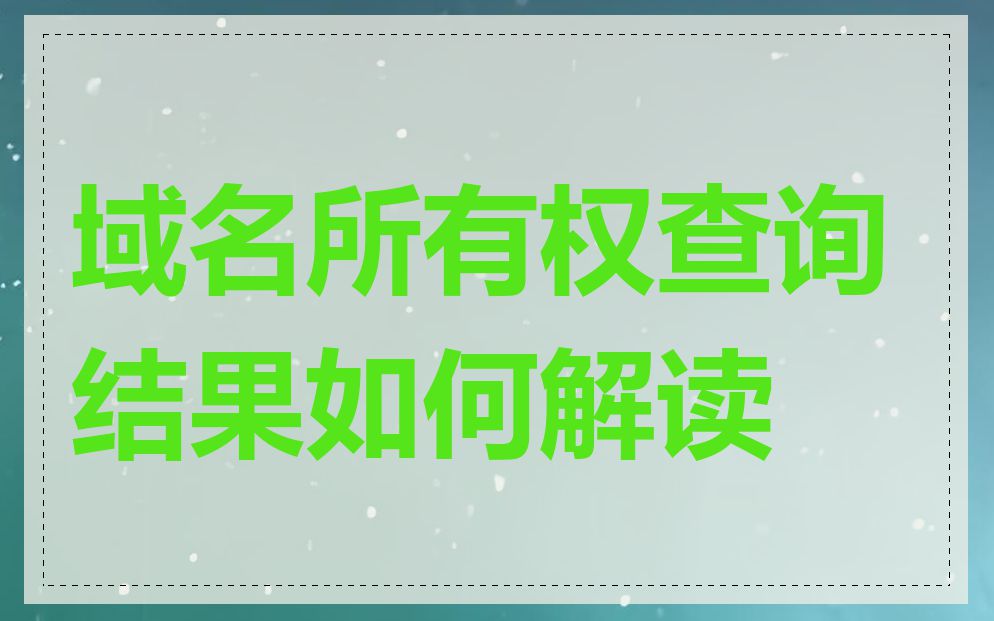 域名所有权查询结果如何解读