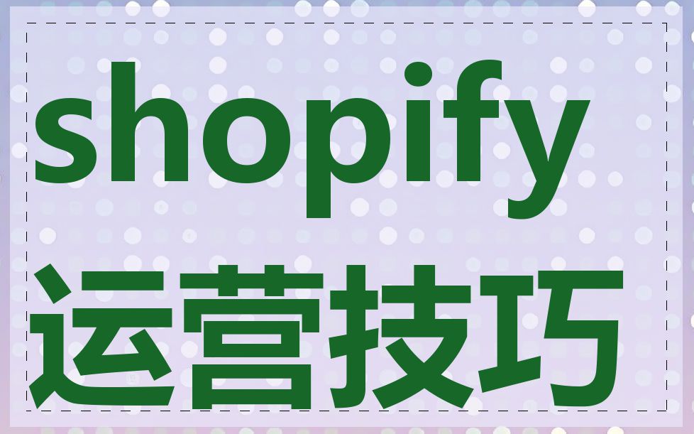 shopify 运营技巧