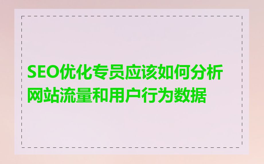 SEO优化专员应该如何分析网站流量和用户行为数据