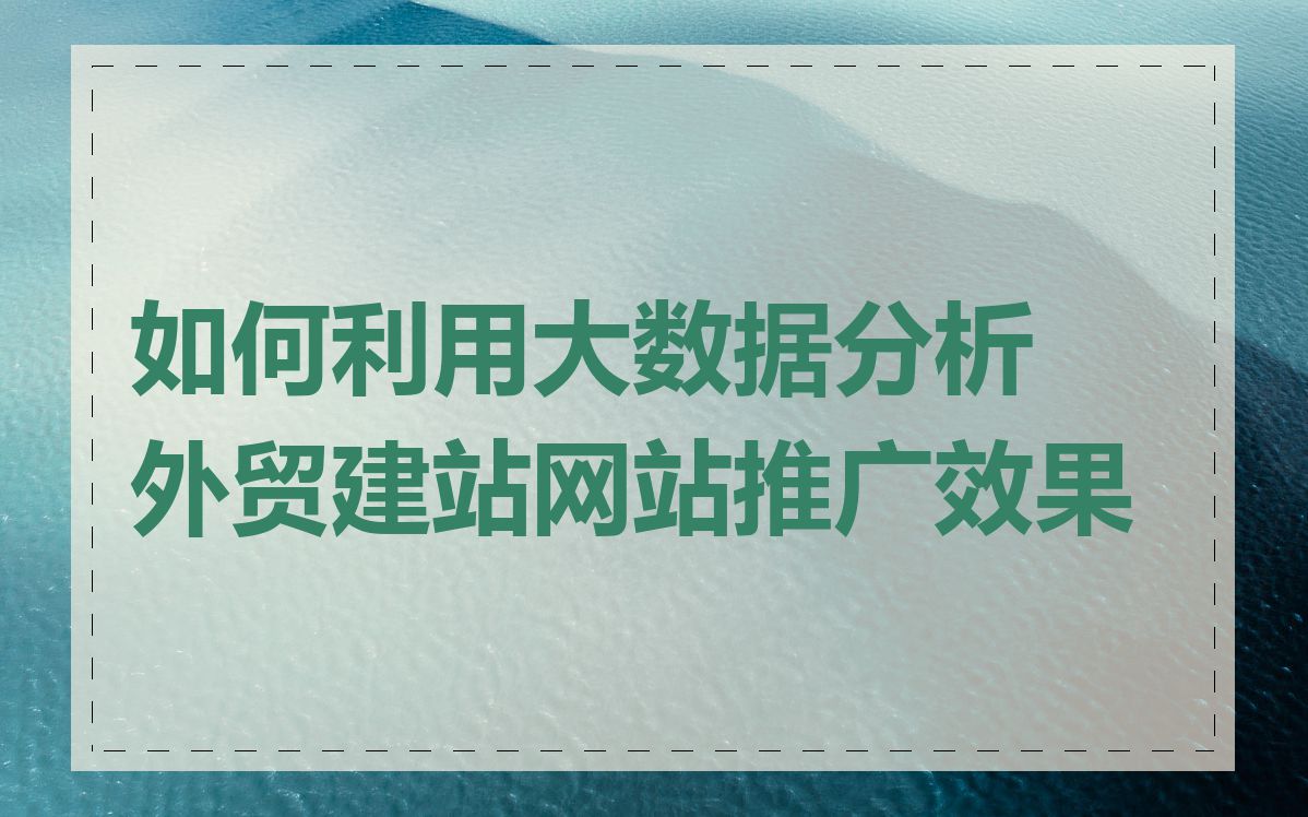 如何利用大数据分析外贸建站网站推广效果