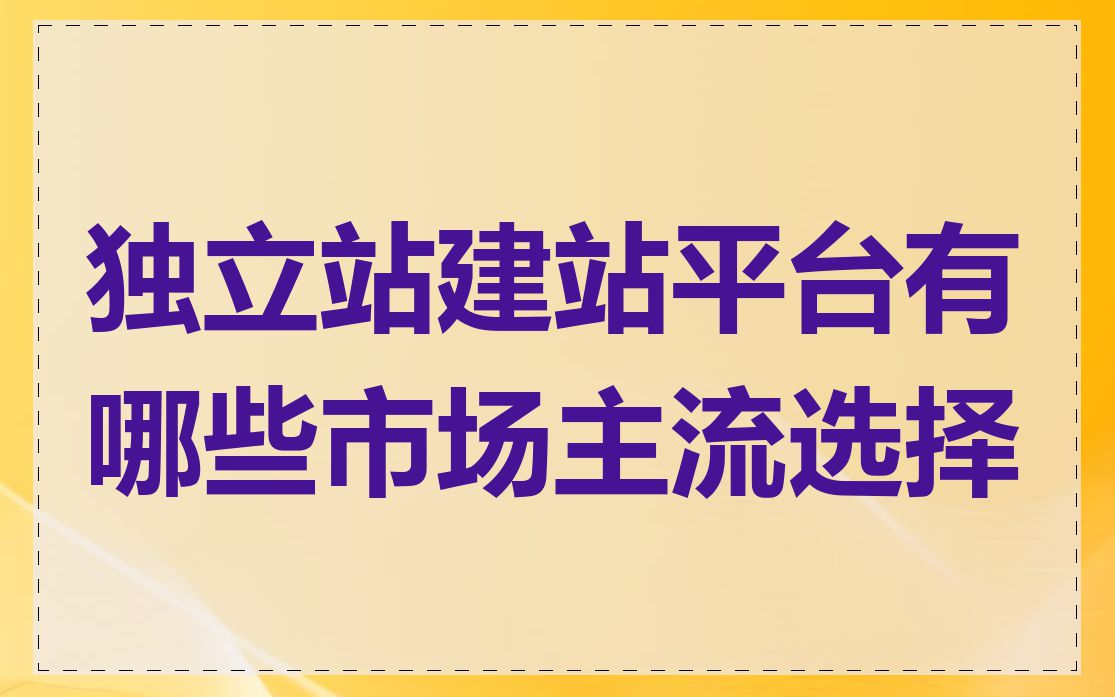 独立站建站平台有哪些市场主流选择