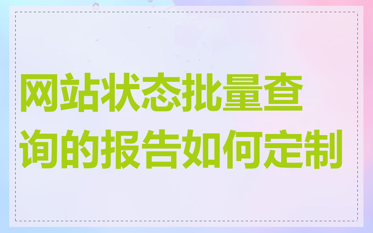 网站状态批量查询的报告如何定制