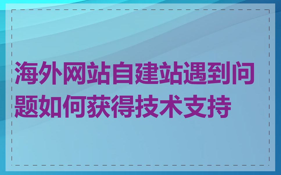 海外网站自建站遇到问题如何获得技术支持