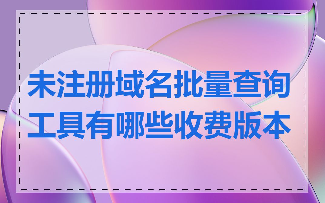 未注册域名批量查询工具有哪些收费版本