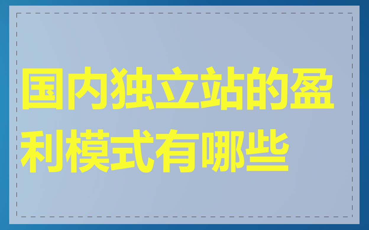 国内独立站的盈利模式有哪些