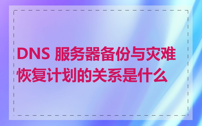 DNS 服务器备份与灾难恢复计划的关系是什么