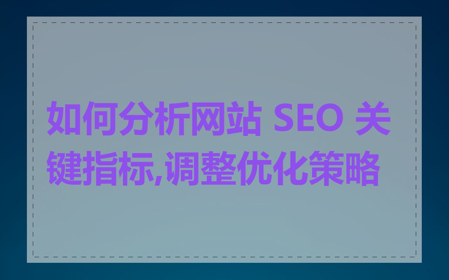 如何分析网站 SEO 关键指标,调整优化策略