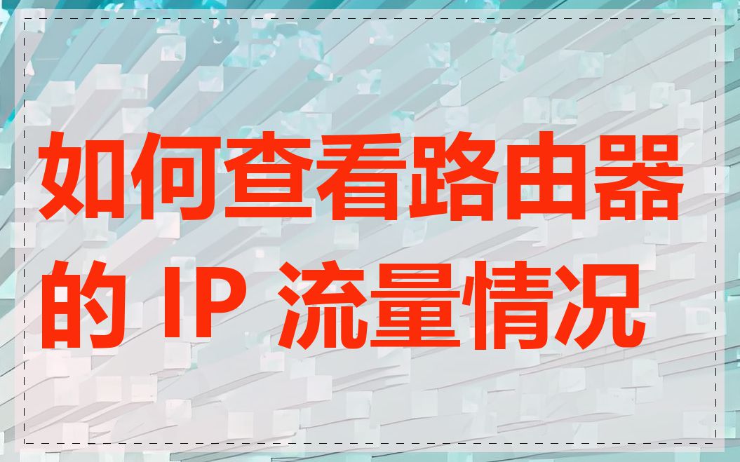 如何查看路由器的 IP 流量情况