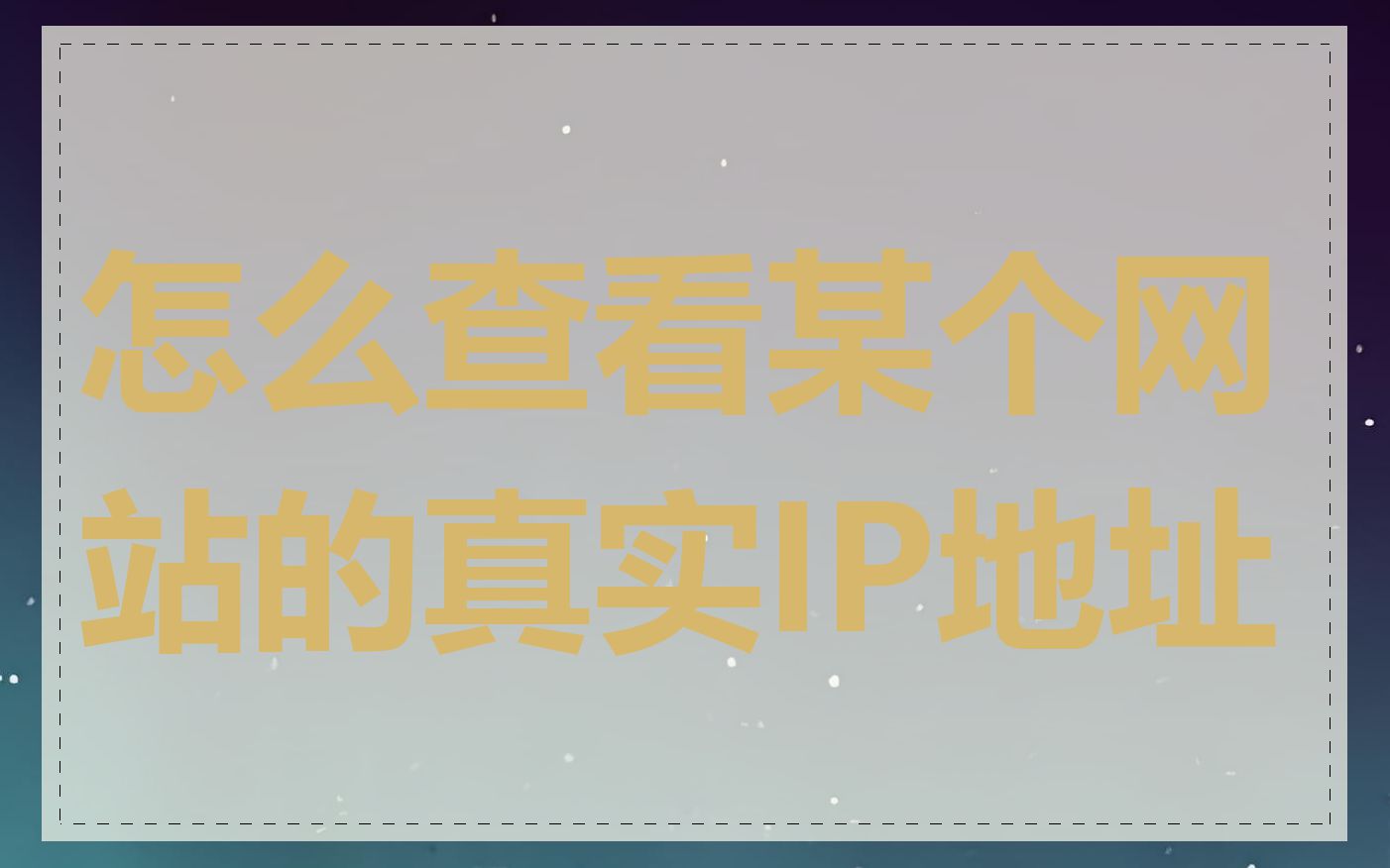 怎么查看某个网站的真实IP地址