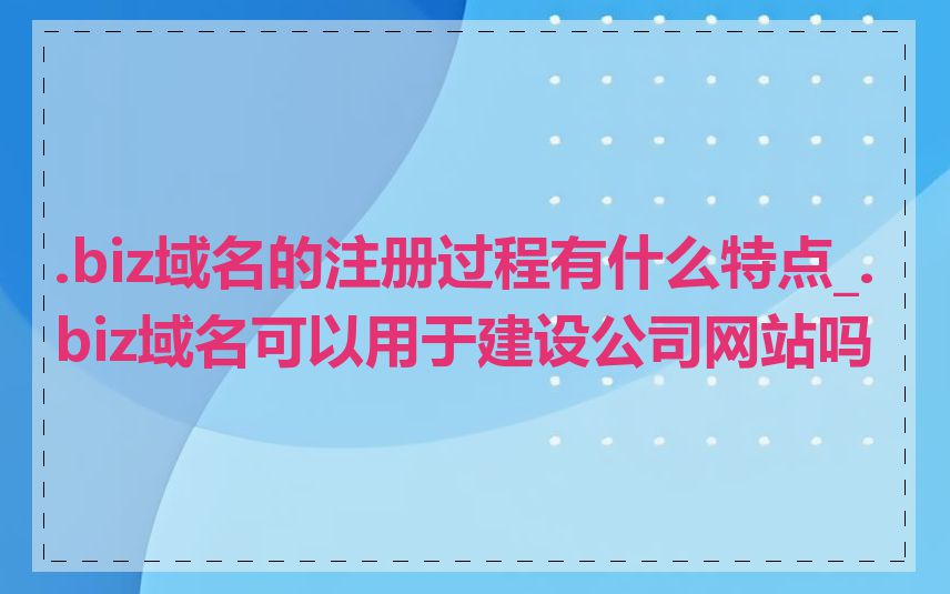 .biz域名的注册过程有什么特点_.biz域名可以用于建设公司网站吗