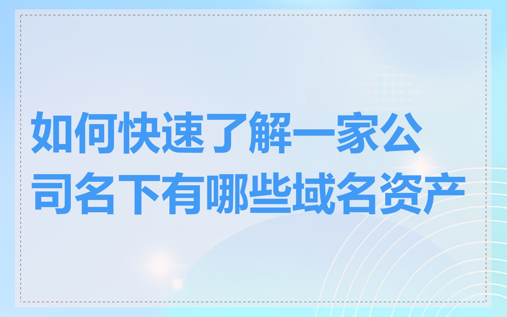 如何快速了解一家公司名下有哪些域名资产