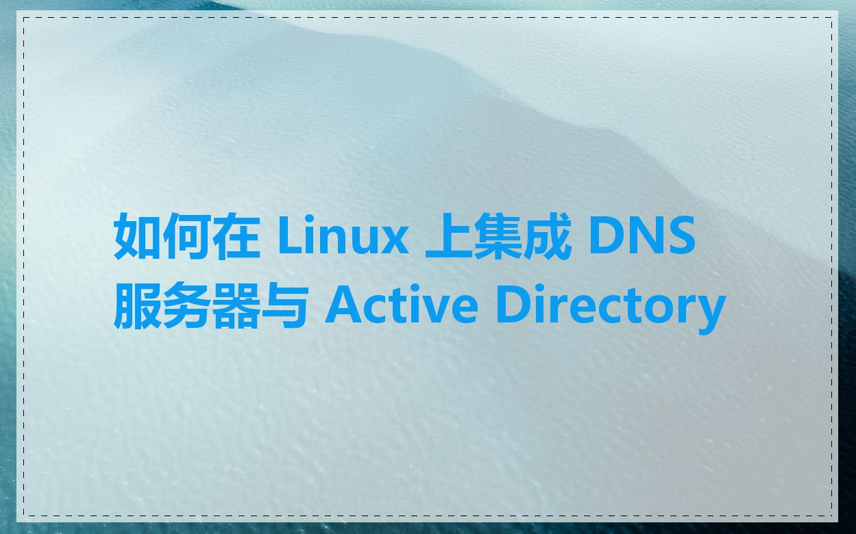 如何在 Linux 上集成 DNS 服务器与 Active Directory