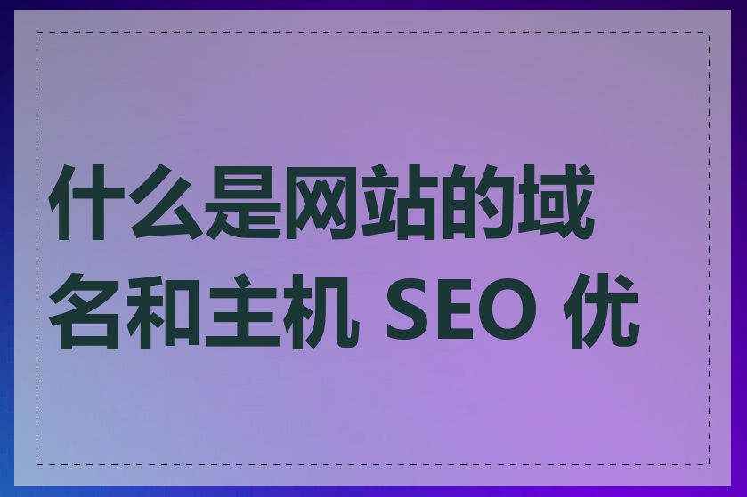 什么是网站的域名和主机 SEO 优化