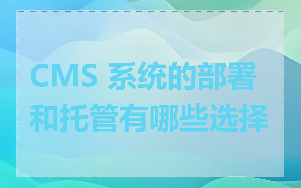 CMS 系统的部署和托管有哪些选择