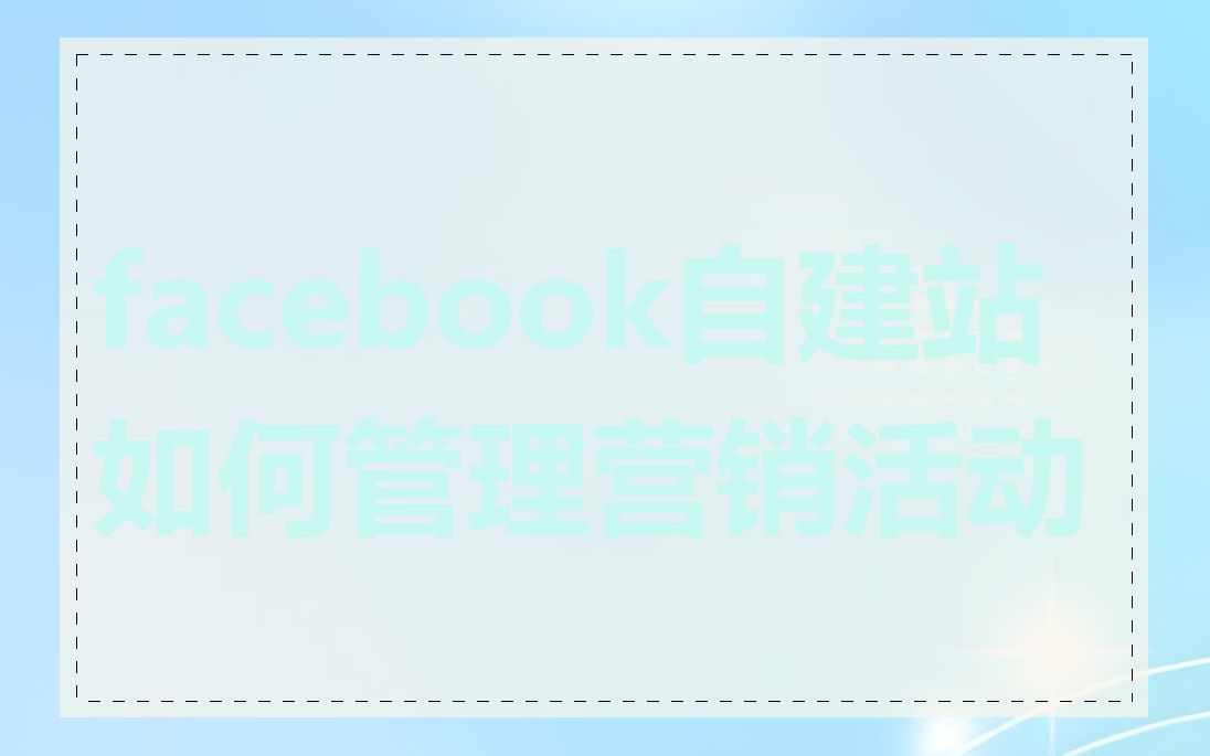 facebook自建站如何管理营销活动