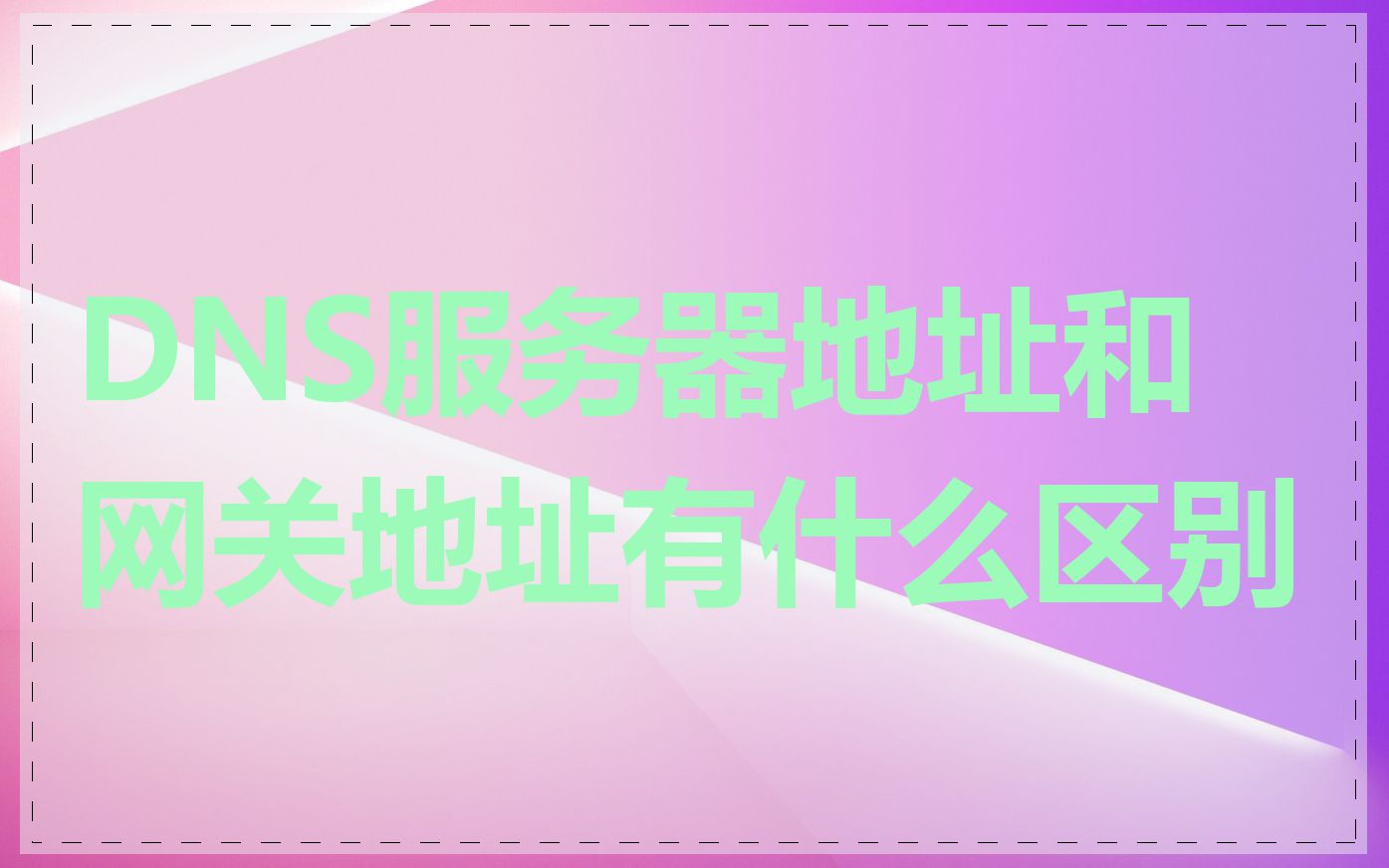 DNS服务器地址和网关地址有什么区别