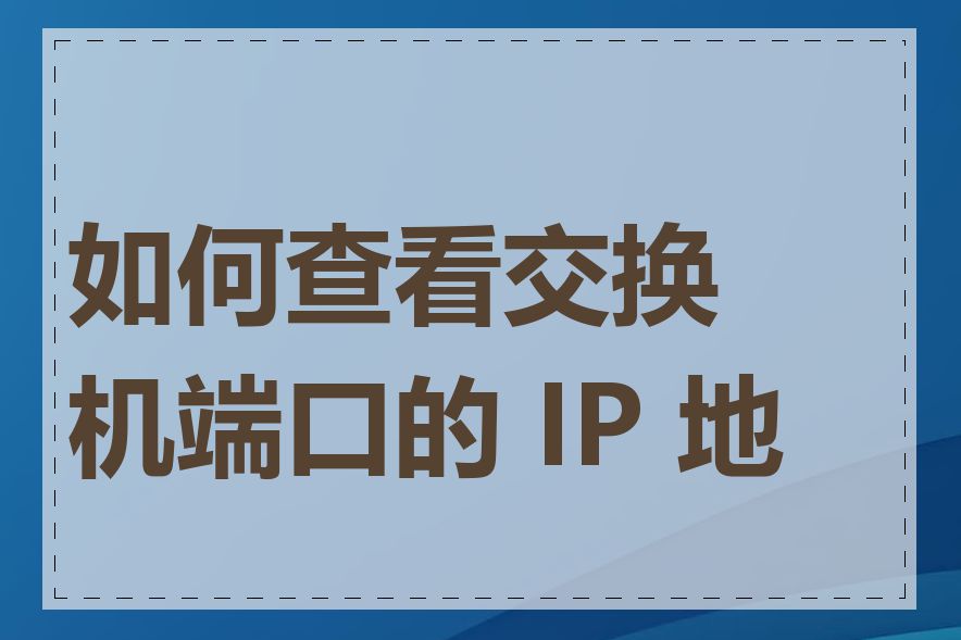 如何查看交换机端口的 IP 地址