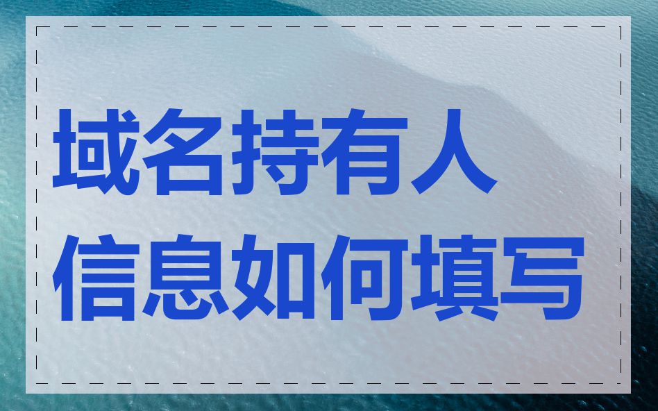 域名持有人信息如何填写