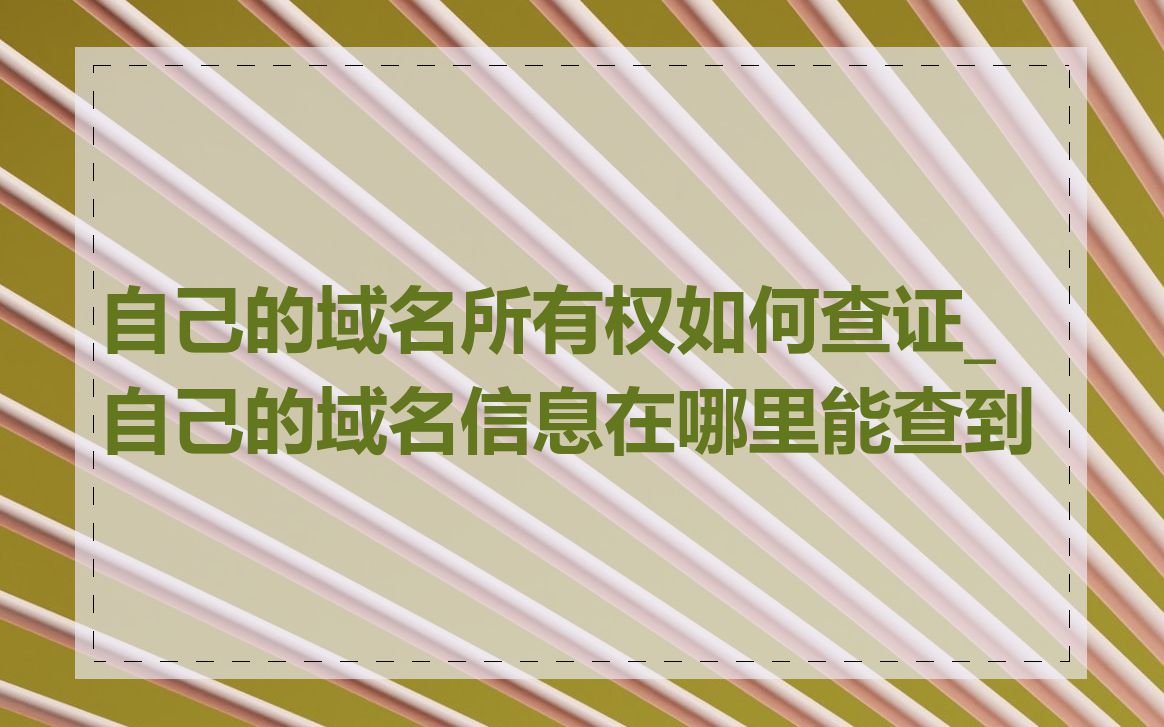 自己的域名所有权如何查证_自己的域名信息在哪里能查到