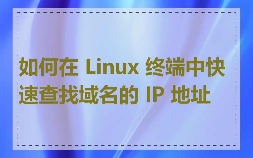 如何在 Linux 终端中快速查找域名的 IP 地址