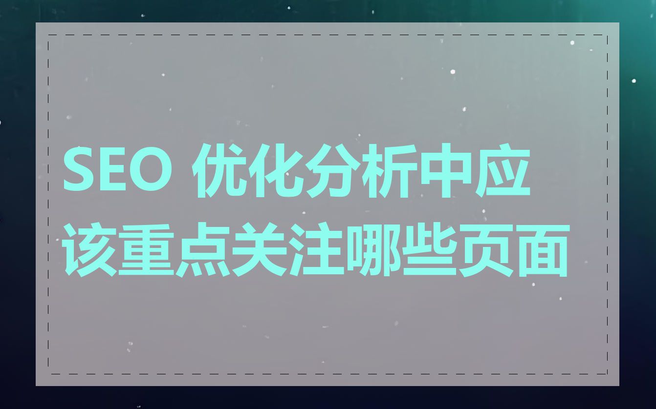 SEO 优化分析中应该重点关注哪些页面