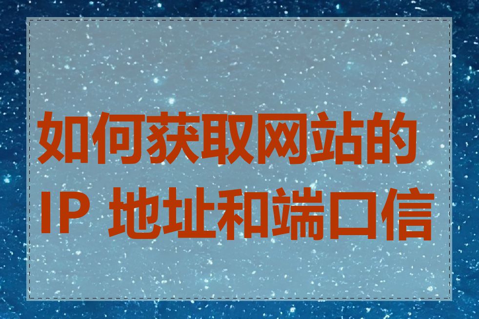 如何获取网站的 IP 地址和端口信息