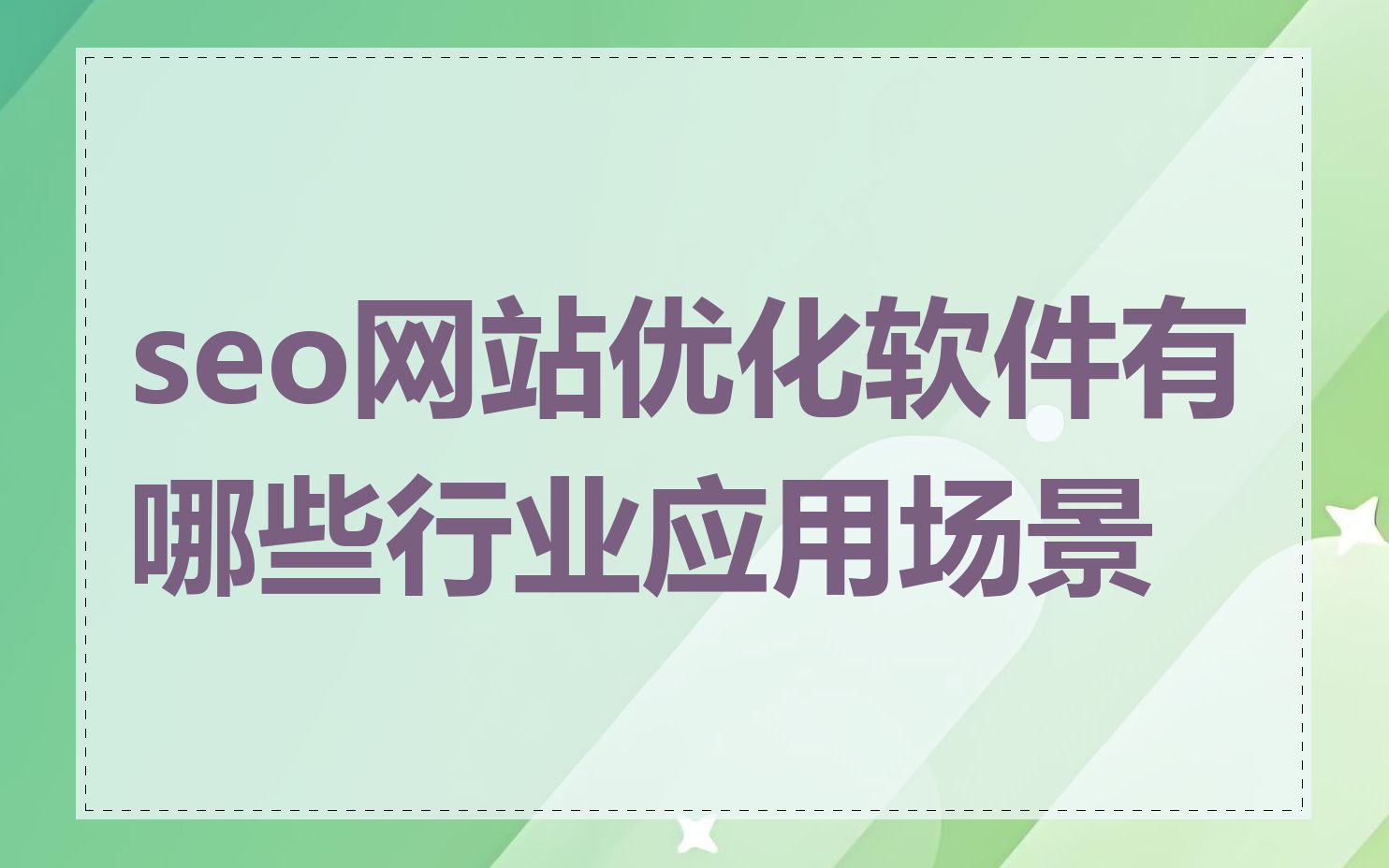 seo网站优化软件有哪些行业应用场景