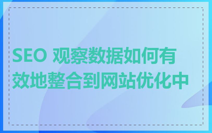 SEO 观察数据如何有效地整合到网站优化中