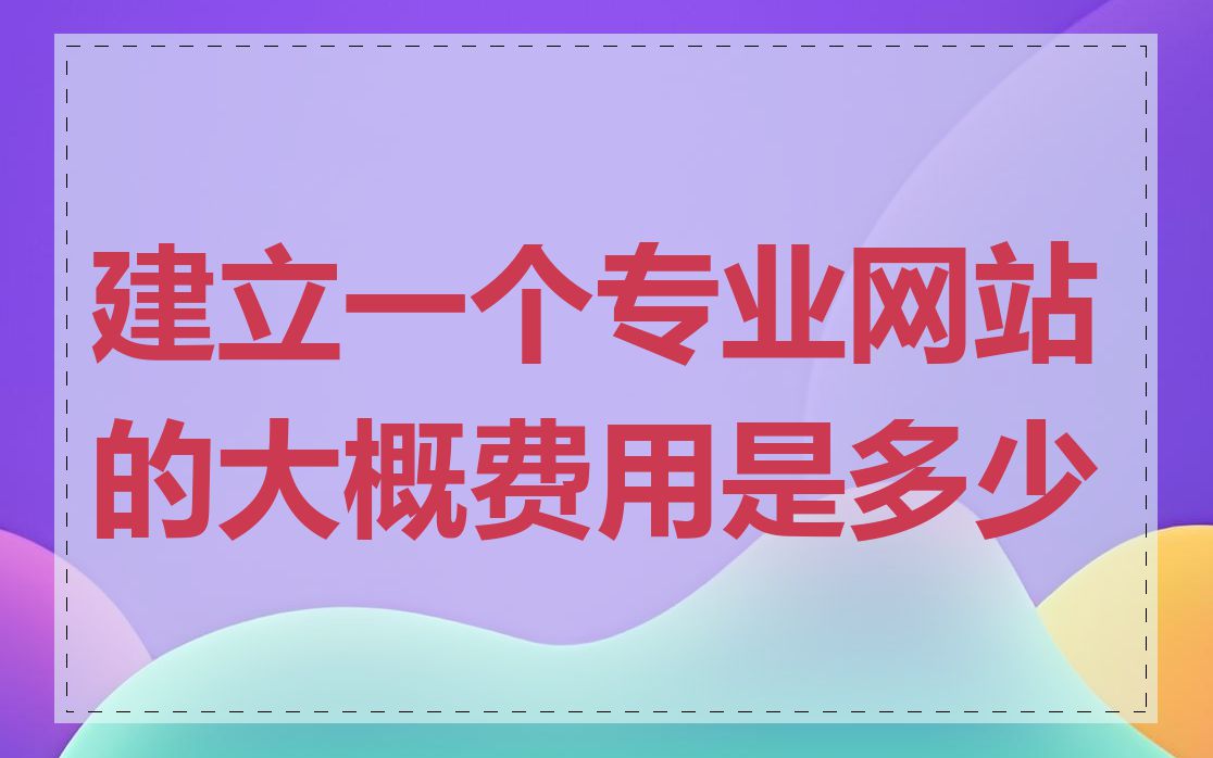 建立一个专业网站的大概费用是多少