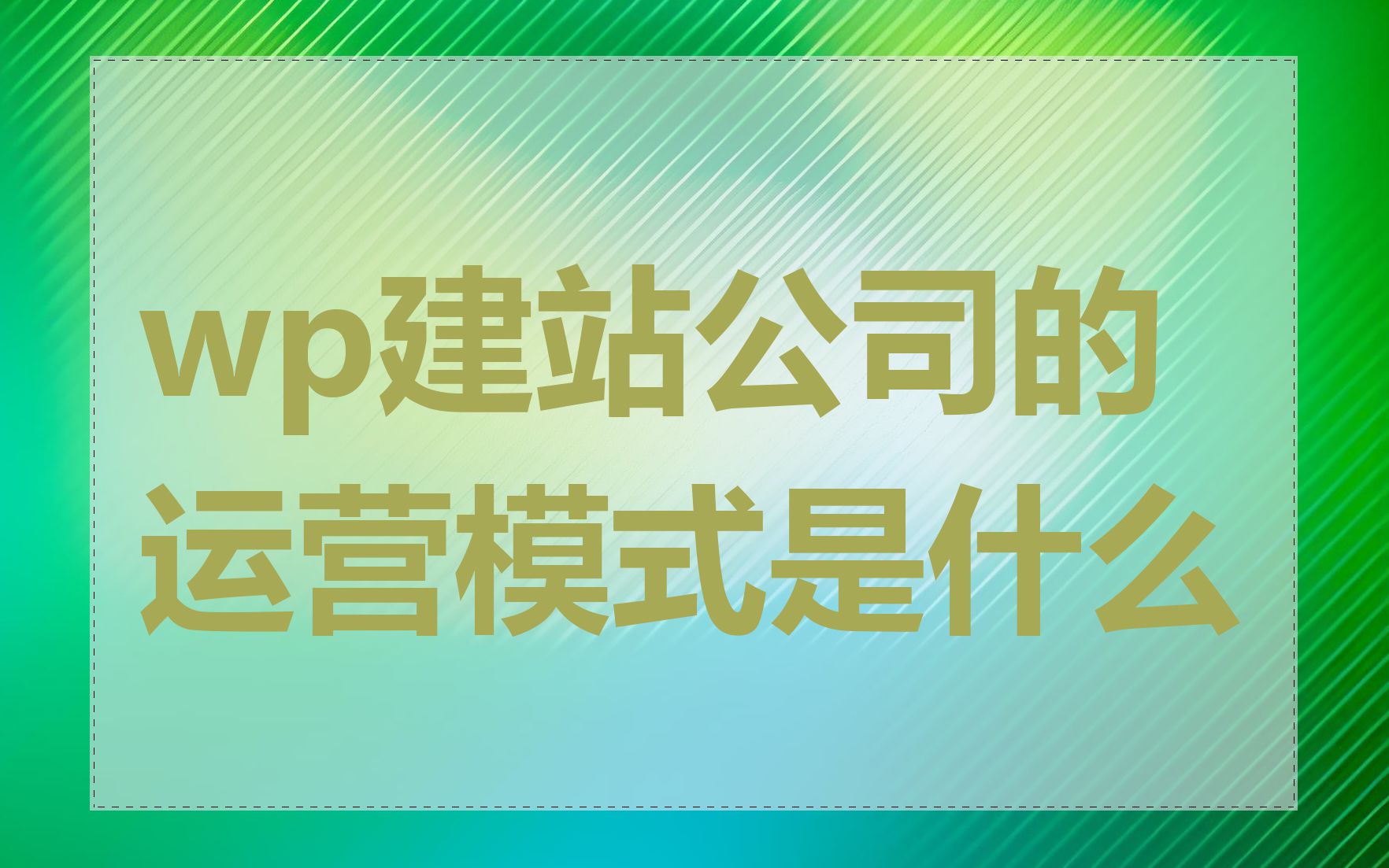 wp建站公司的运营模式是什么