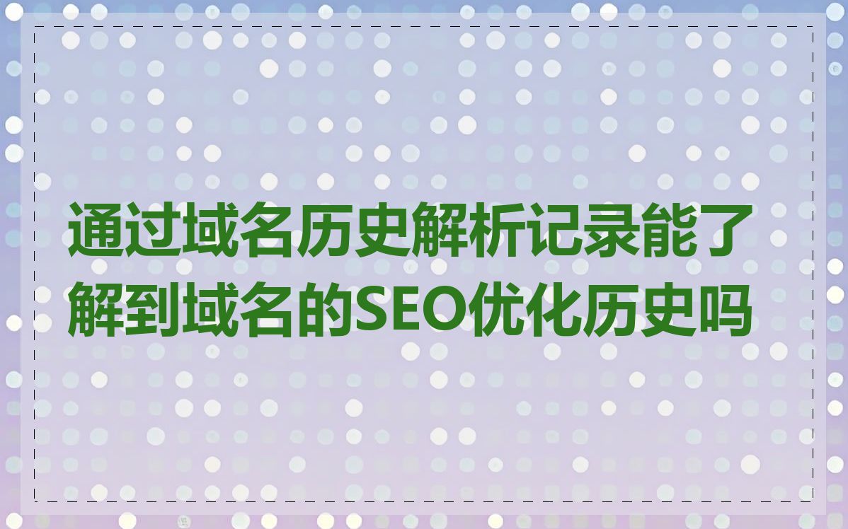 通过域名历史解析记录能了解到域名的SEO优化历史吗