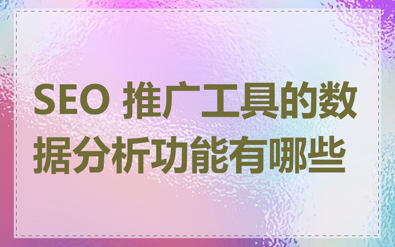 SEO 推广工具的数据分析功能有哪些