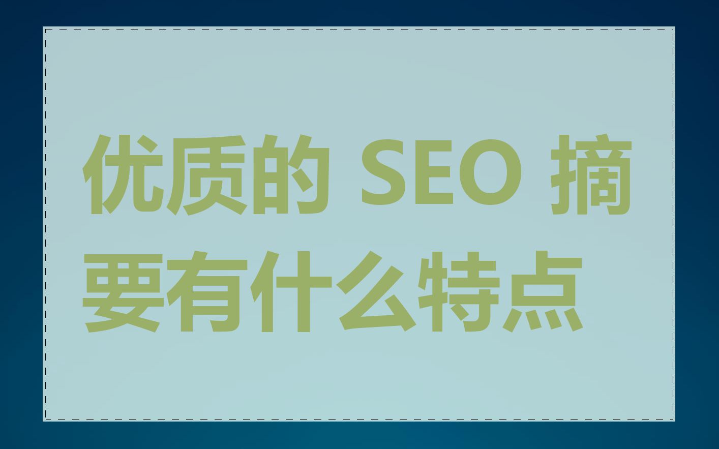 优质的 SEO 摘要有什么特点