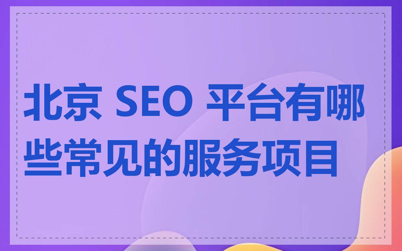 北京 SEO 平台有哪些常见的服务项目