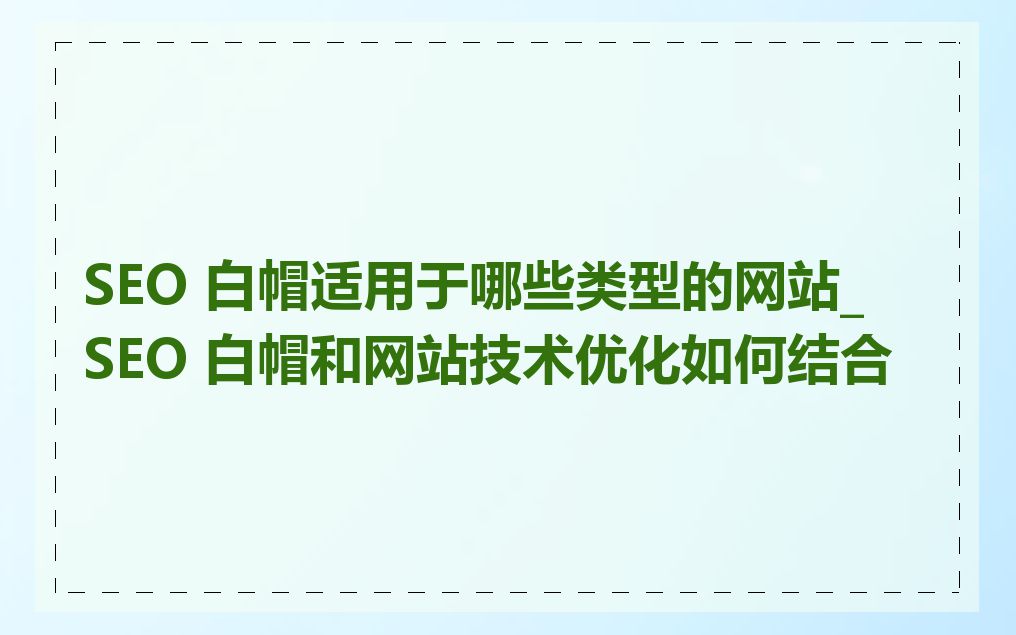 SEO 白帽适用于哪些类型的网站_SEO 白帽和网站技术优化如何结合