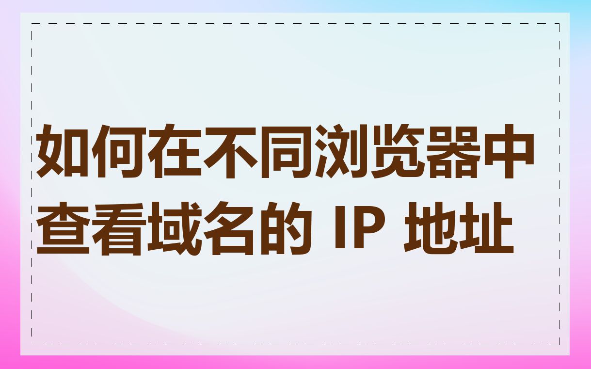 如何在不同浏览器中查看域名的 IP 地址