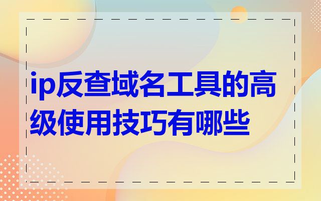 ip反查域名工具的高级使用技巧有哪些