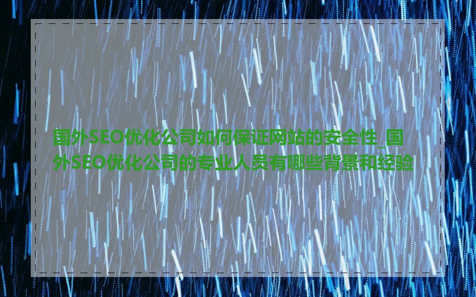 国外SEO优化公司如何保证网站的安全性_国外SEO优化公司的专业人员有哪些背景和经验