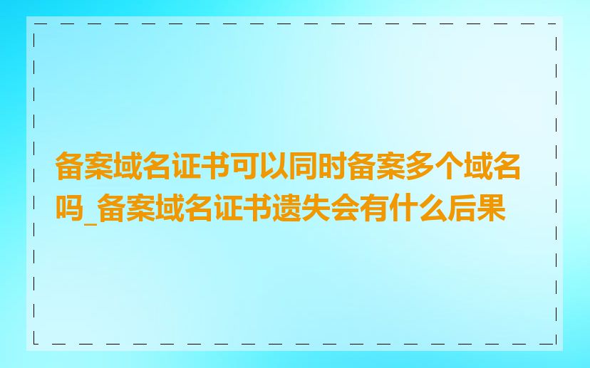 备案域名证书可以同时备案多个域名吗_备案域名证书遗失会有什么后果