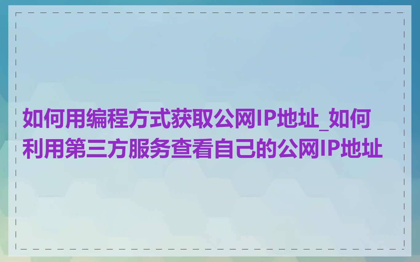 如何用编程方式获取公网IP地址_如何利用第三方服务查看自己的公网IP地址